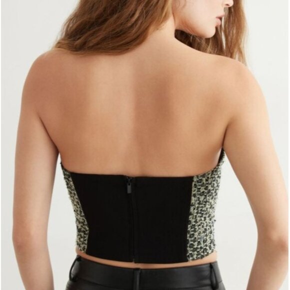 NWT Dynamite Tweed Bustier Mint Strapless Crop Top - Mint Green - Picture 4 of 7